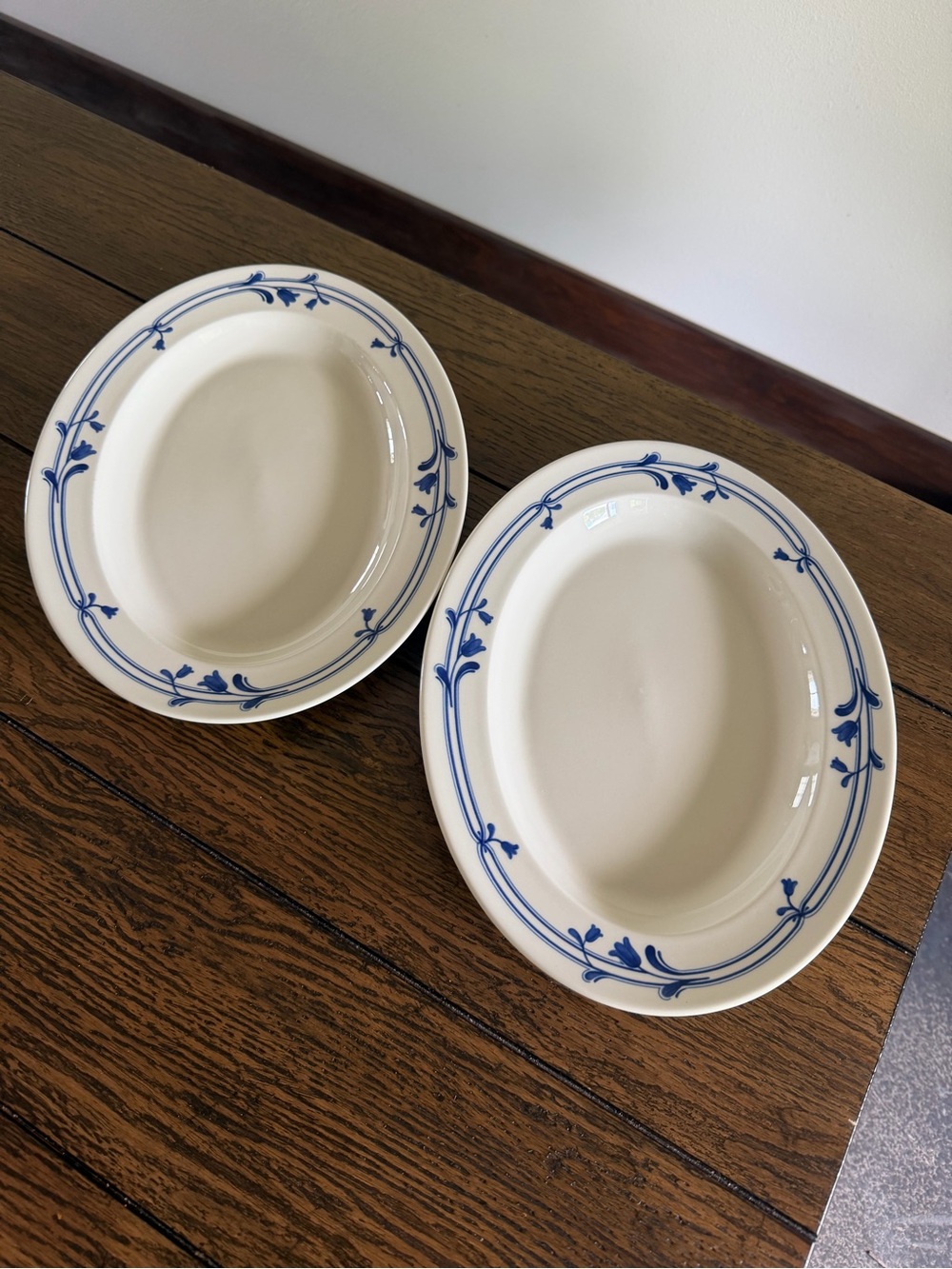 Blue White Adams English Ironstone Platter Floral Scroll Micratex 13.5 x 10
